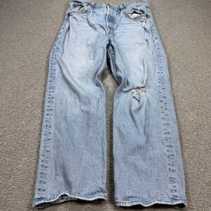 Levi's Premium Jeans Womens 30 Blue Button Fly Big E Ribcage Straight Distressed